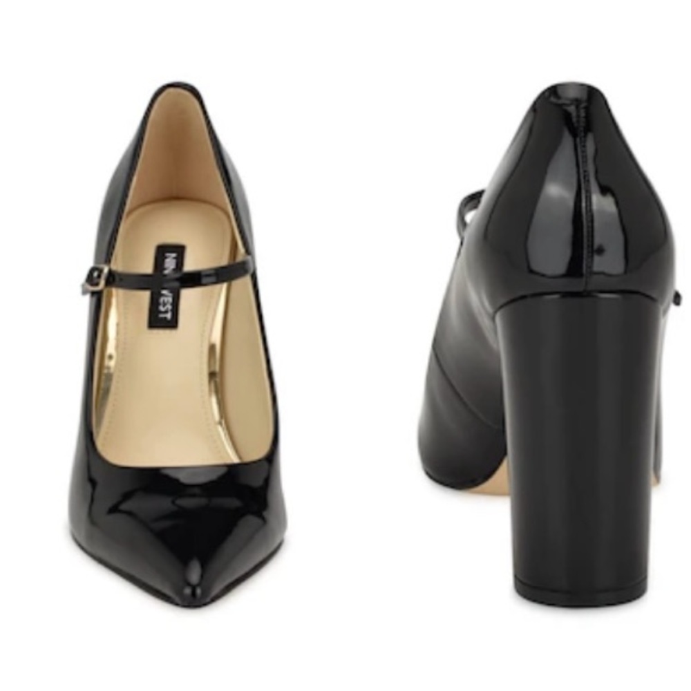 Brand New Nine West Black Faux Patent Carlien Dress Pumps